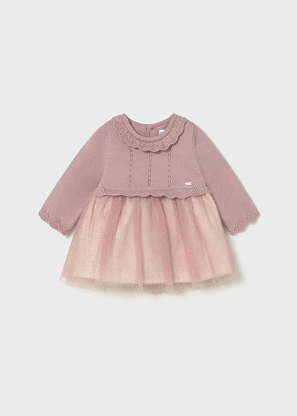 Mauve Sparkle Knit Tulle Dress