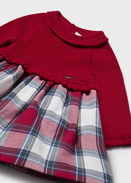 Red Knit & Plaid Dress image 1