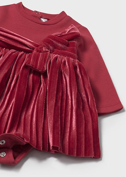Velvet Berry Bow Dress Bodysuit