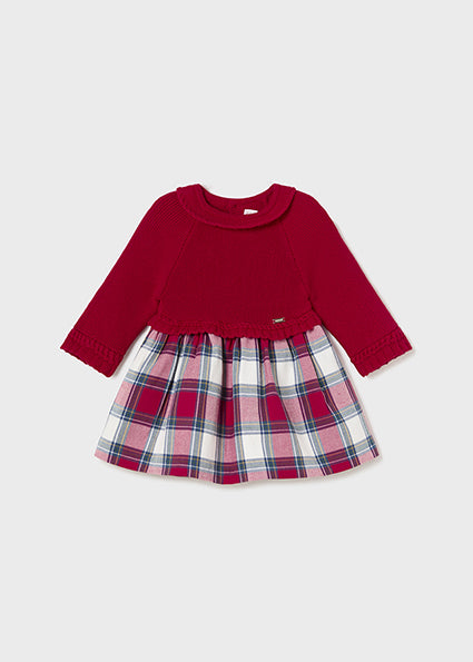 Red Knit & Plaid Dress image 0