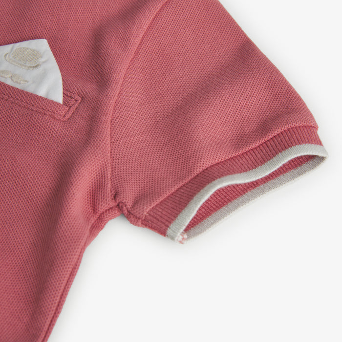 Salmon Polo & White Shorts image 2