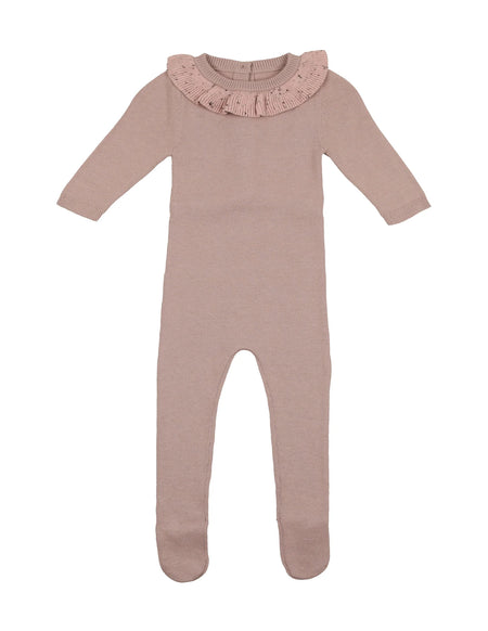 Pale Mauve Flecked Collar Footie image 0