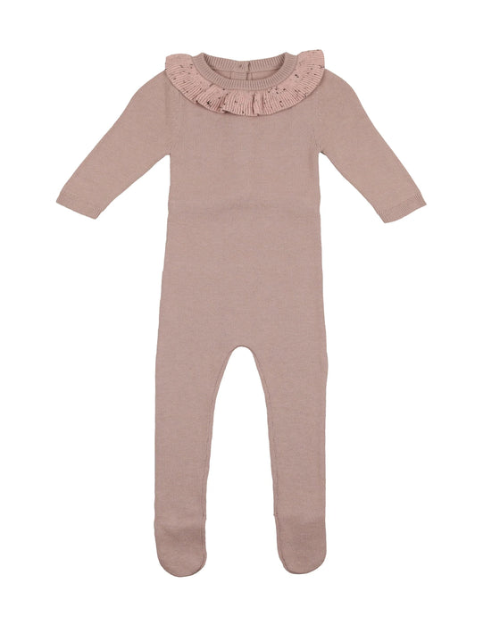 Pale Mauve Flecked Collar Footie image 0