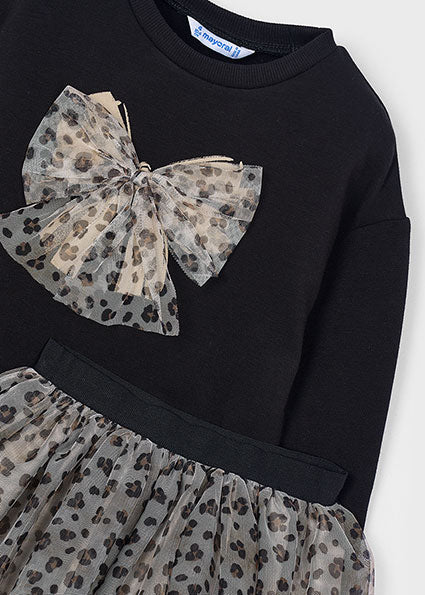 Leopard Tulle Bow Skirt Set