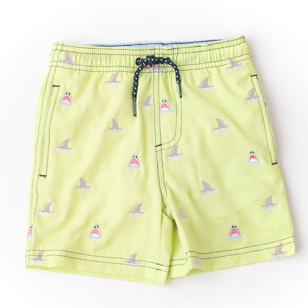 Shark Fins Yellow Swim Trunks image 0