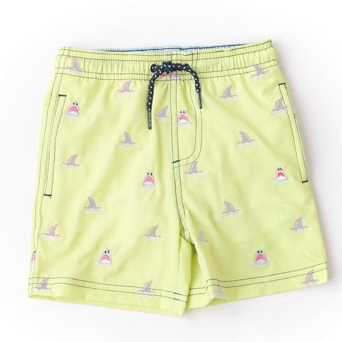 Shark Fins Yellow Swim Trunks image 0