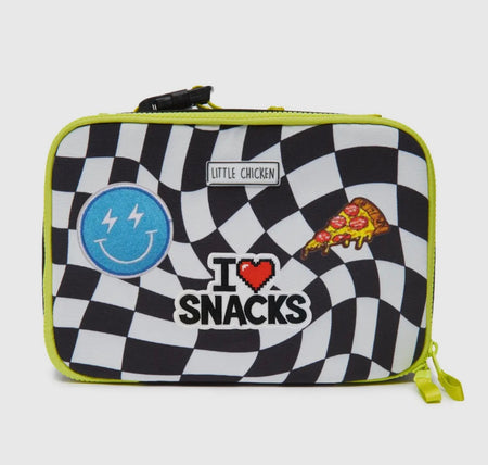 I <3 Snacks Patched Checkered Lunchbag image 0