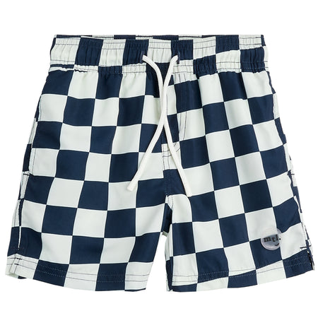 Navy & Mint Checkered Swim Shorts image 0