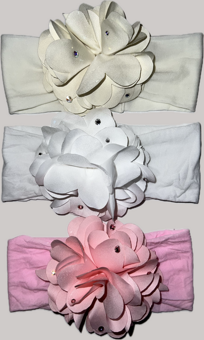 Rhinestone Puff Flower Headband