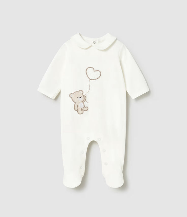 Mayoral Baby Girl Bear Heart Footie Natural