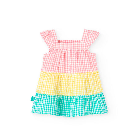 Pastel Gingham Tiered Dress & Bloomers Set image 0