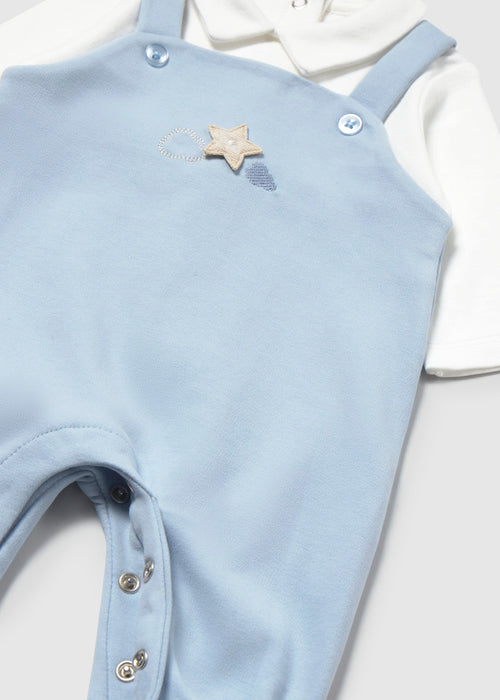 Boy Star Footie Faux Overall with Jacket, Blue