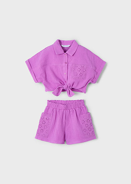 Girls’ Orchid-Colored Two-Piece Eyelet Set image 2