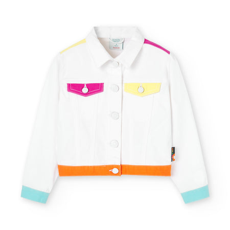 White Colorblock Denim Jacket image 0