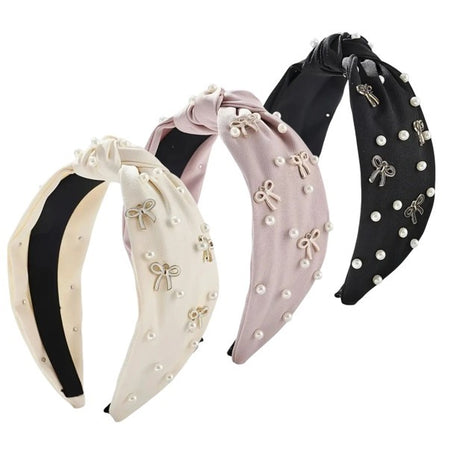 Pearl & Bow Embellished Knotted Headbands image 0