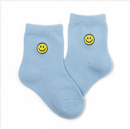 Blue Smiley Face Midi Socks image 0
