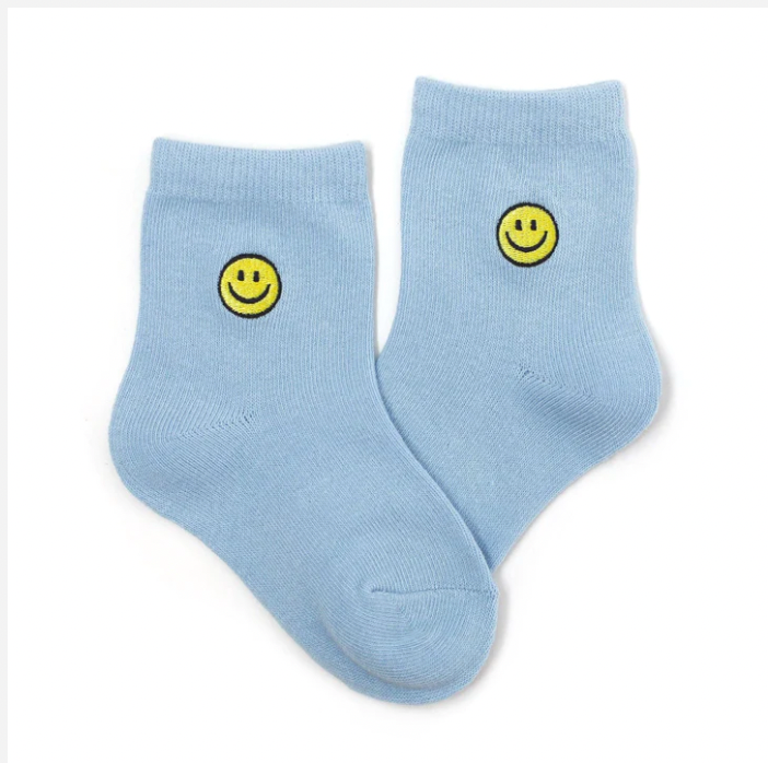 Blue Smiley Face Midi Socks image 0