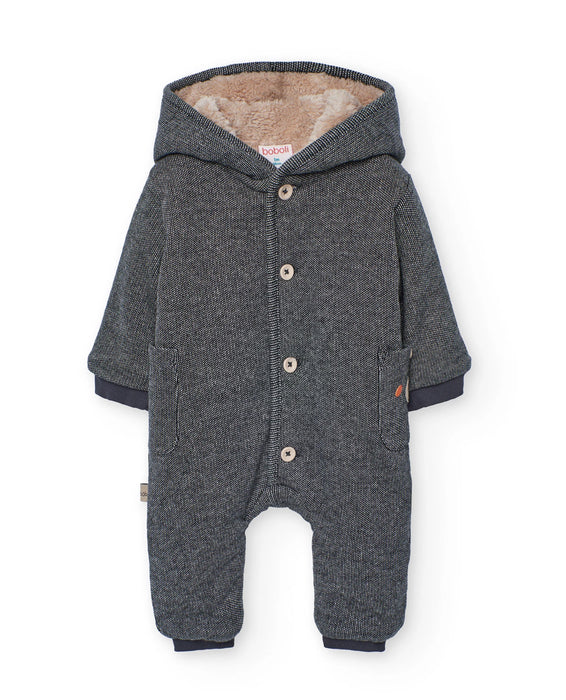 Charcoal Sherpa Hooded Jumpsuit