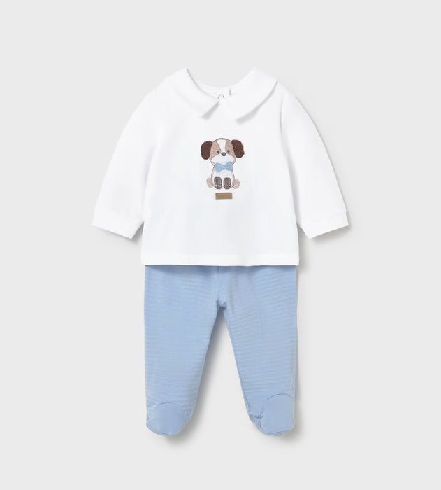 Mayoral Baby Boy Dog Footie Set Blue