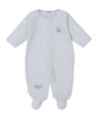 Snuggle Play Velour Footie – Blue