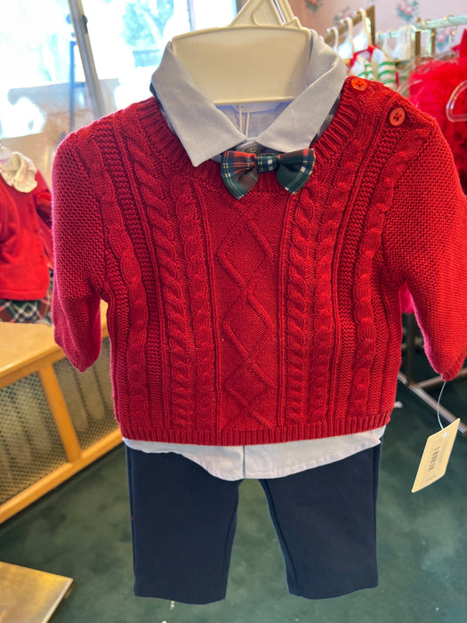 Red Sweater, Button Down, Navy Pants & Bowtie image 10