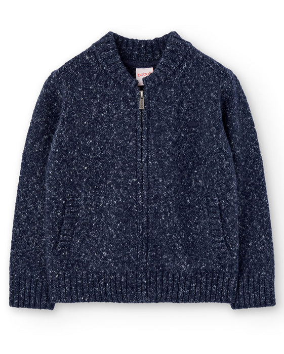 Navy Speckled Zip Cardigan