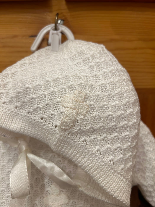 Boy Waffle Cross Knit Romper with Hat image 3