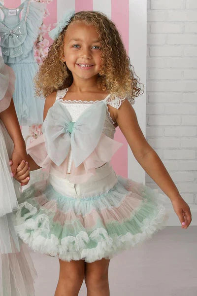 Mint Pastel Bow Skirt Set image 0