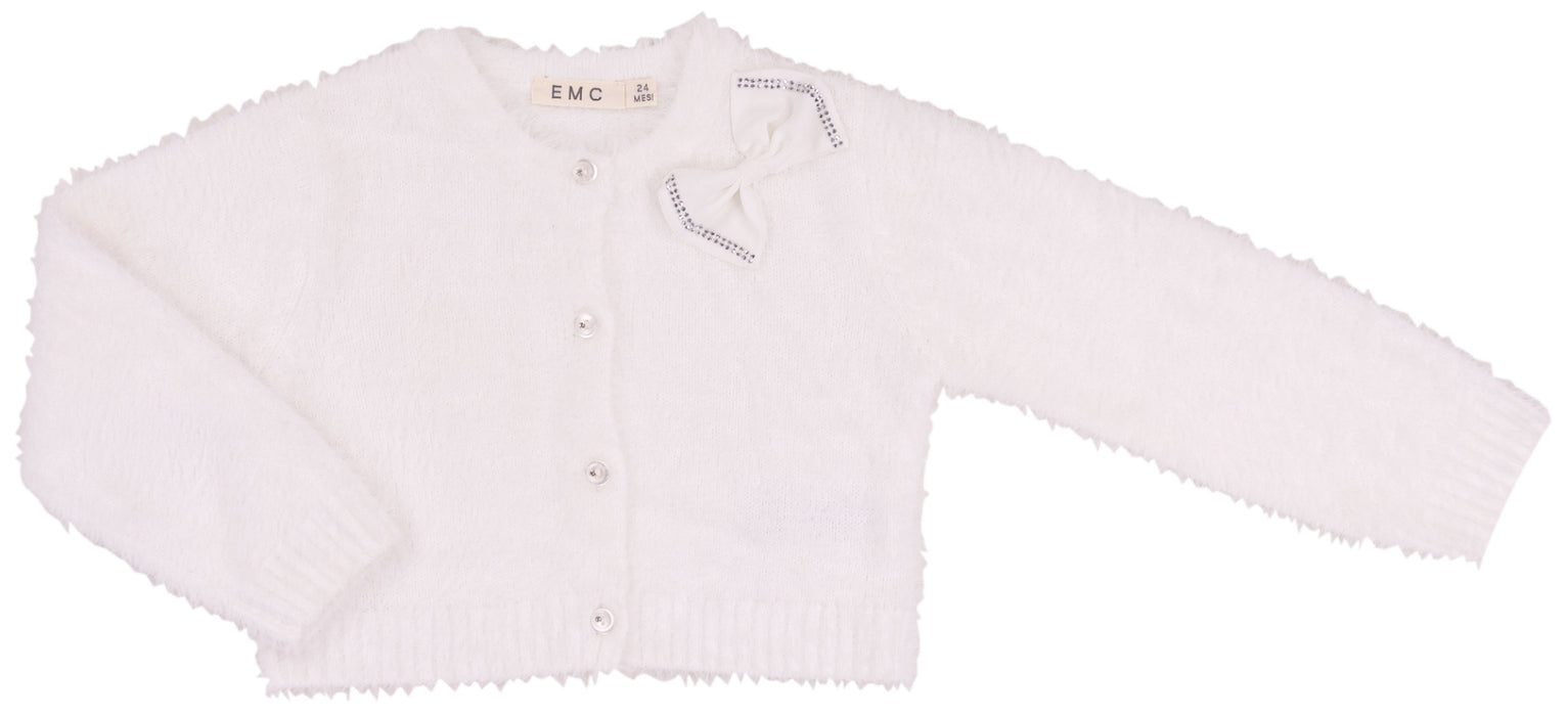 Crystal Bow Fuzzy Cardigan