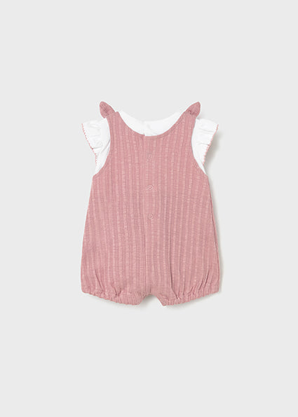 Mayoral Infant Textured Layered Romper Pink