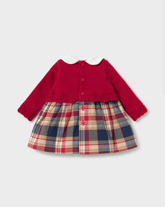 Red Sweater Dress with Plaid Skirt, Baby Sizes