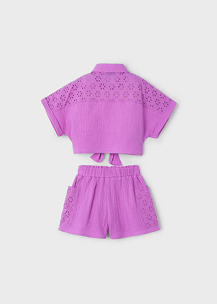 Girls’ Orchid-Colored Two-Piece Eyelet Set image 3
