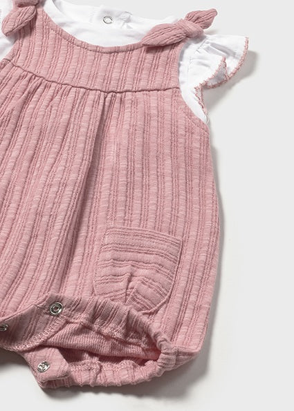 Mayoral Baby Textured Layered Romper Pink