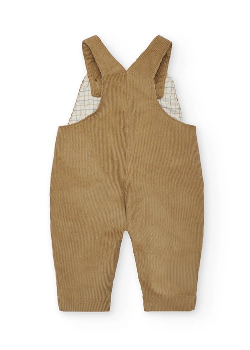 Corduroy Overall Set with Check Shirt