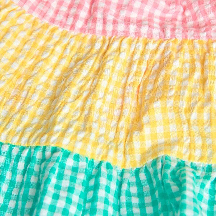 Pastel Gingham Tiered Dress & Bloomers Set image 3
