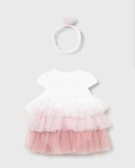Mayoral Baby Girl Tulle Romper & Headband Set Baby Rose