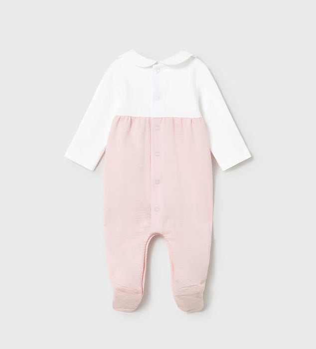 Mayoral Baby Girl Pink Collared Footie Baby Rose