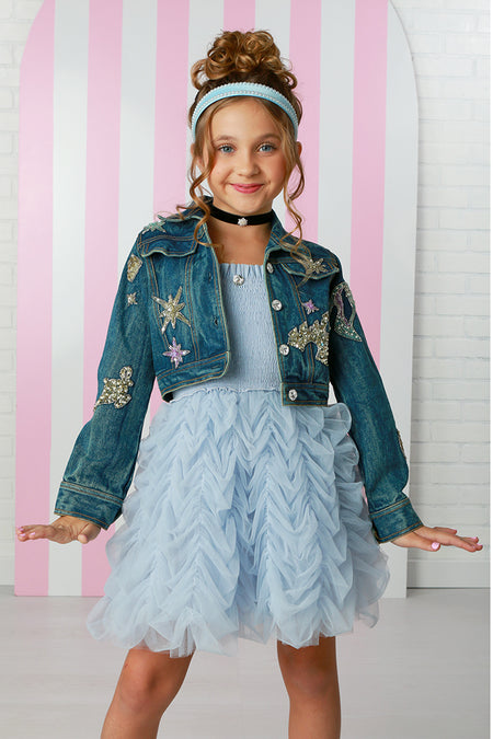 Wishes Denim Jacket w/ Crystal Details image 0