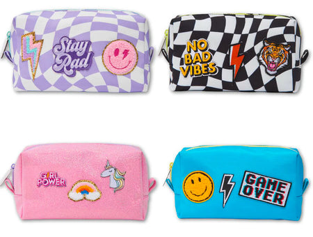 No Bad Vibes Patched Checkered Pencil Pouch image 1