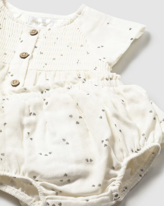 Mayoral Baby Printed Two-Piece Bloomer Set Cream