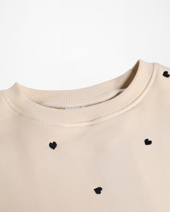 Molo Heart Print Sweatsuit, Beige
