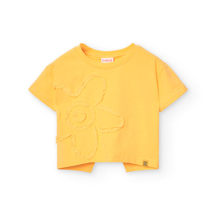 Golden Bloom Top & Pleated Denim Skirt Set image 0