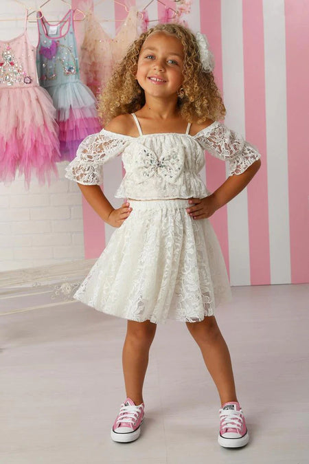 Brielle White Lace Skirt Set image 0