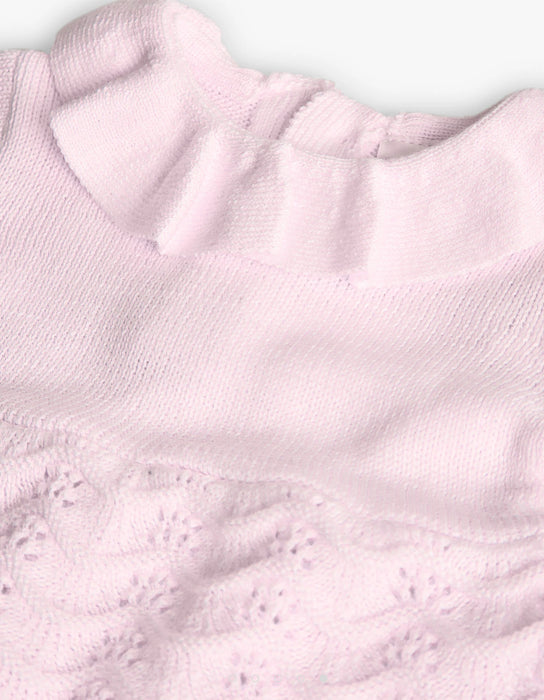 Pink Knit Ruffle Dress