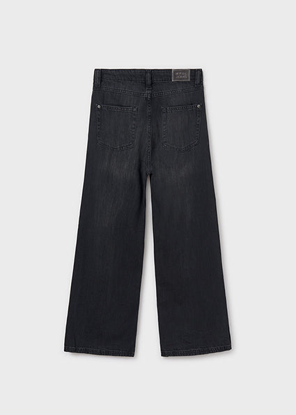 Trendy Wide-Leg Black Denim Jeans image 1