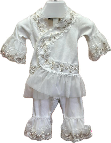 Kimono 2pc w/ Gold Detail Lace & Headband image 0