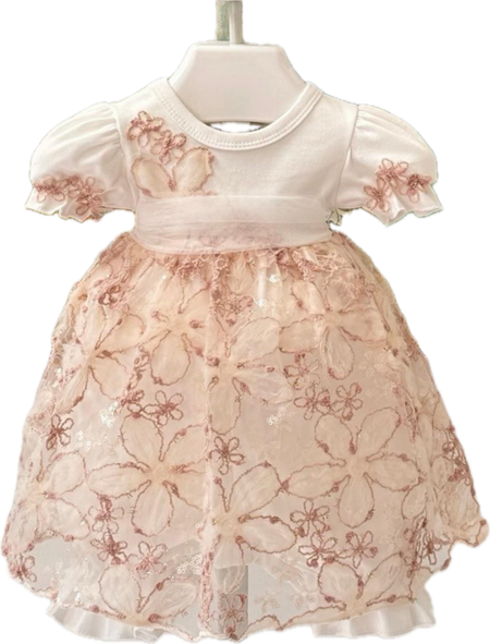 Dusty Pink Floral Romper Dress w/ Headband image 0