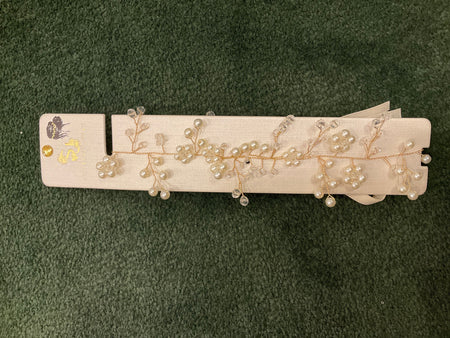 Gold Wired Pearl Tie Headband 2024 image 0