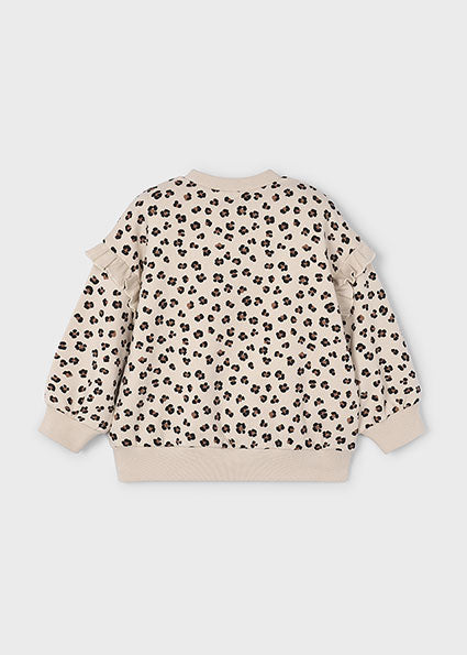 Leopard Print Ruffle Sweatshirt & Velour Pant Set