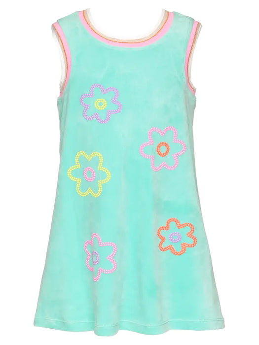 Aqua Velour Floral Dress image 0